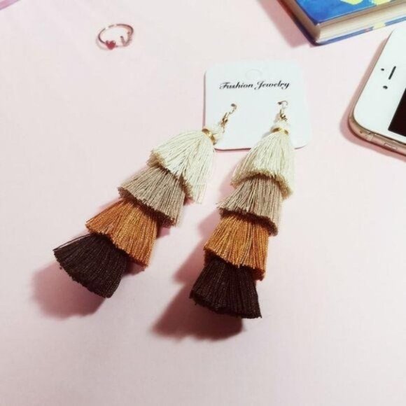 Multiple Layers Bohemian Tassel Earrings - Picture 8 of 8